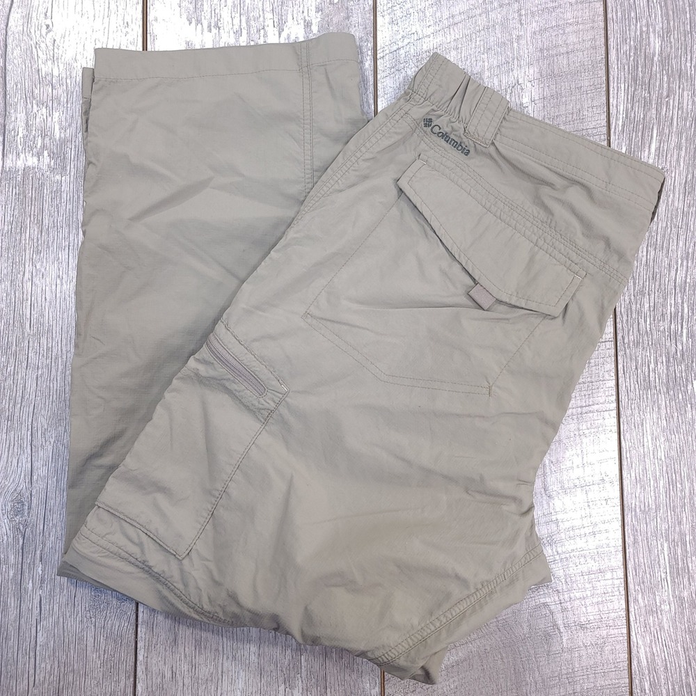 Columbia Convertible Cargo Pants Mens 38x29 Tan Omni-Shade Hiking Outdoor